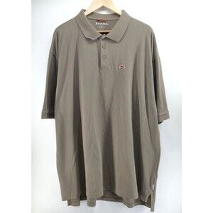 Simms Polo Shirt Mens 2XL Short Sleeve‎ Fishing Light Brown 3XDRY